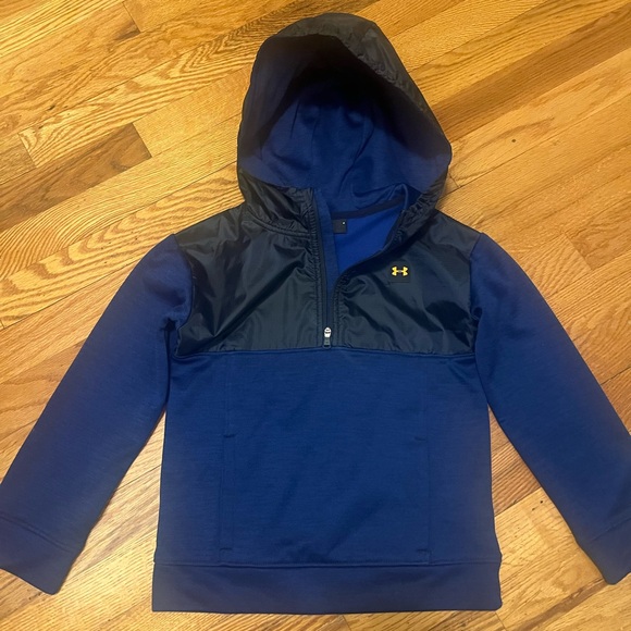 Under Armour Blue Hoodie with Color-Blocked Design and Half-Zip - Picture 3 of 5